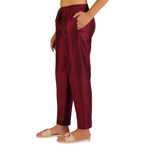 Image of Trouser Pants for Women,Stylish Trousers for Woman for Kurti Relaxed & Regular Straight fit Palazzo,Ethnic Bottom Formal Pants for Women Office wear Casual & Daily Use