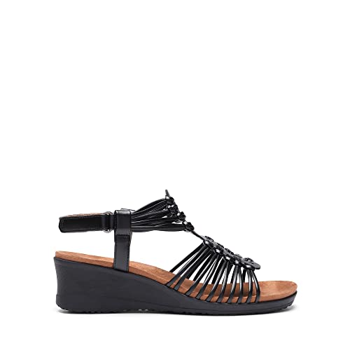 Image of DREAM PAIRS Women's Comfortable Strappy Low Heel Open Toe Slip-On Wedge Sandals Arch Support for Summer Dressy Shoes