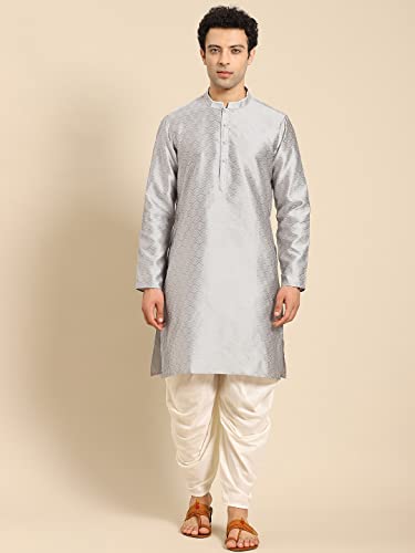 Image of Men's Navy Blue Cotton Festive Wear Regular Fit Woven Design Kurta | Indian Wedding Wear Kurta | Festive Ethnic Kurta