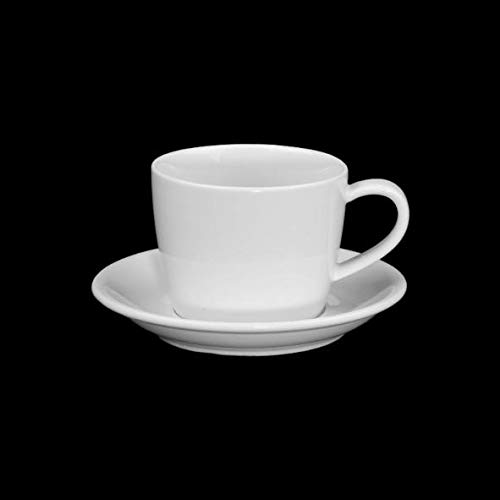 Holst Porzellan KT 004 SET 12 Porzellan Kaffeetasse 22 cl mit Untere Set 12-tlg, 14 x 7 cm 0,22 l, weiß