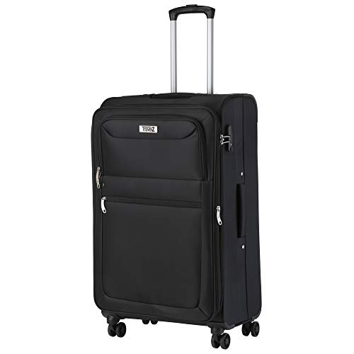 Preisvergleich Produktbild TravelZ Softspinner TSA Reisekoffer 77cm - Soft Trolley Erweiterbar 120Ltr - Schwarz