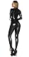 FEOYA Damen Eritic Kleidung Nachtkleidung Stretch Leder Long Jumpsuit Kostüm Erwachsene Kostüme Catsuit Catwomen Kleidung Push Up mit Front Reißverschluss
