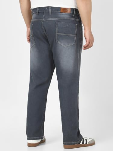 Image of Urbano Plus Men's Straight Fit Mid Rise Washed Jeans Stretchable
