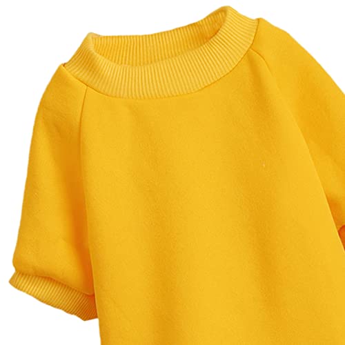 Image of Soft Puppy Sweater for Small Dogs Winter Pullover, Yellow XL | Elastic Cuffs Pet Clothes, Holiday Party Matching, Fall Winter Daily Outfit, Soft Breathable Machine Washable Sweatshirt