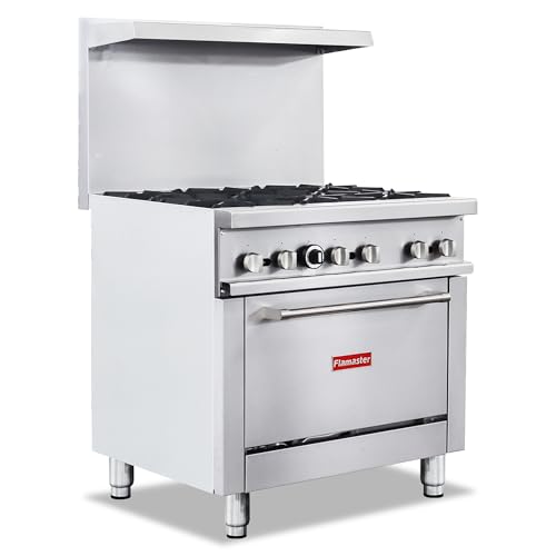 Commercial 36" Gas Range Convection Oven, 6 Open Burners