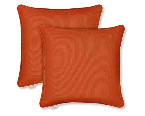 Austin Horn Classics Sunbrella Corded-Edge Indoor/Outdoor Pillow Covers, Decorative Throw Pillow Covers for Your Living Room and Bed, Sunbrella Acrylic Fabric (Set of 2, Cayenne, 20x20)