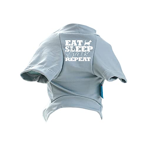 犬 Tシャツ 「Eat Sleep Bark-Repeat」 無地 Tシャツ 中大型犬用 ソフトアパレル グリーン プルオーバー 子犬パジャマ