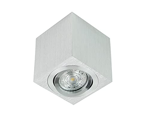 Preisvergleich Produktbild EDO Aufbaustrahler Aufbauleuchte PALDA GU10 Deckenleuchte Aufputz mit GU10 Fassung 230V quadratisch Aluminium Silber Strahler Deckenlampe Aufbau-lampe Downlight Aufbauspot EDO777341