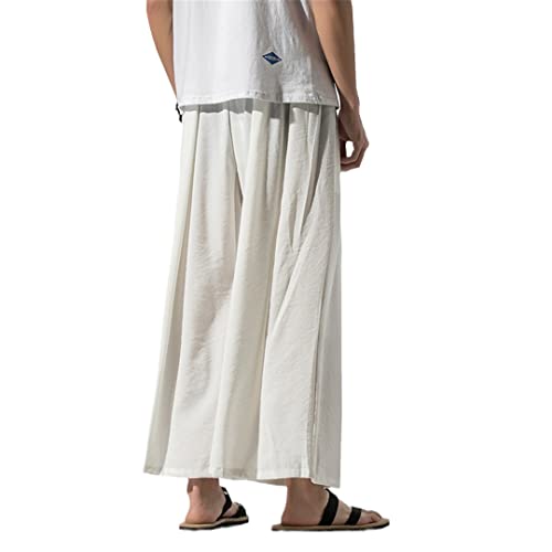 Summer Plus Size Linen Loose Casual Pants Harem Pants Japanese Cropped Wide-Leg Pants Men's Pants