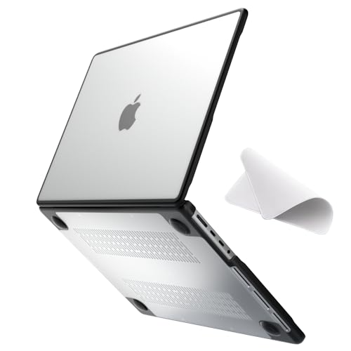 Ya en manzanajugosa.com: eleger Funda antigrietas Compatible con MacBook Pro 14 Pulgadas M5 M4 M3 M2 M1 Pro/MAX A3434 A3112 A2779 A2442, 2025 2024 2023 2021, Borde de TPU Negro y Carcasa rígida de PC, Transparente Mate