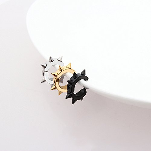 Men Women Jewelry Stainless Steel Clip On Earrings Hoop Spike Punk Earring Huggie Non-Piercing4