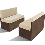 Nuanchu 2 Sets RV Dinette Seats Cushions Replacement with 42D Foam Includes 2 Booth Seats and 2 Backrests Replacement Camper Cushions for RV Dinette Trailer Bed, Oatmeal(40 Inch)