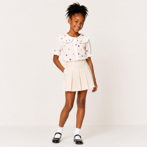 Image of Mud Kingdom Little Girls Peter Pan Collar Blouse Cotton Short Sleeve Button Up