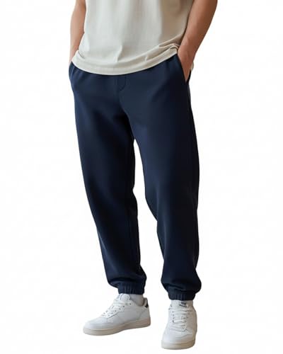 Image of Bewakoof Men's Solid Oversized Fit Cotton Joggers