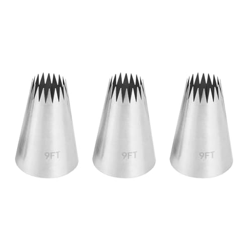 3 beccucci extra large per Churros, 2,7 m, a forma di stella, senza cuciture, in acciaio inox, per decorare torte, glassa, torte, decorazioni, biscotti, creme, cupcake