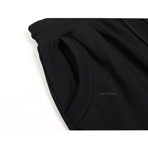 Men's Chinese Crane Cherry Blossom Embroidered Pants Baggy Black Casual Pants Cotton Athletic Pants Summer Pants 6