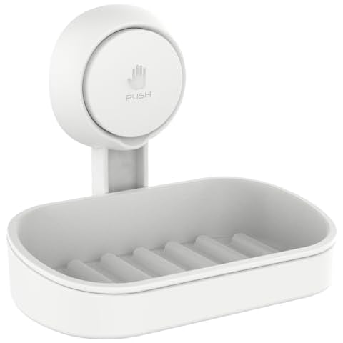 TAILI Soap Dish Soap Holder Suction Cup Powerful Vacuum Suction, Strong Sponge Holder for Shower, Bathroom, Tub and Kitchen Sink, Drill-Free, Removable Cover