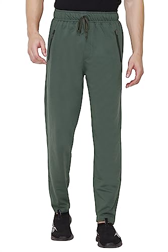 Image of Plus Size Cotton Loop Knit Lowers for Men with Zip Pocket, Night Pant, Sports Trouser, Gym n Lounge Wear Track Pant for Boys Olive 7XL