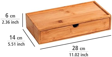 Wenko Terra Bamboo Organiser Box with 1 Compartments - Storage Box, Bathroom Basket, Bamboo, brown, Bambus mit Deckel M