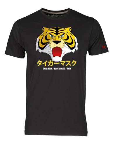 Blasfemus T-Shirt Uomo Tigre - Naoto Date - Anime Manga Cartoni Animati Anni 80 (L, Nero)