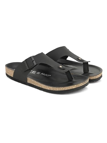 Image of EL PASO Men's Suede Leather Cushioned Cork Sole Sandal Slippers (Size 6 to 12)