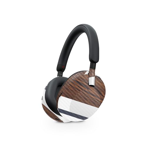 Image of MightySkins Carbon Fiber Skin Compatible with Sony WH-1000XM5 Headphones - Wood Formal | Protective, Durable Textured Carbon Fiber Finish | Easy to Apply