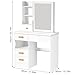 Karelwui Makeup Vanity Desk with 5 Drawers & Shelves, Sliding Mirror, White
