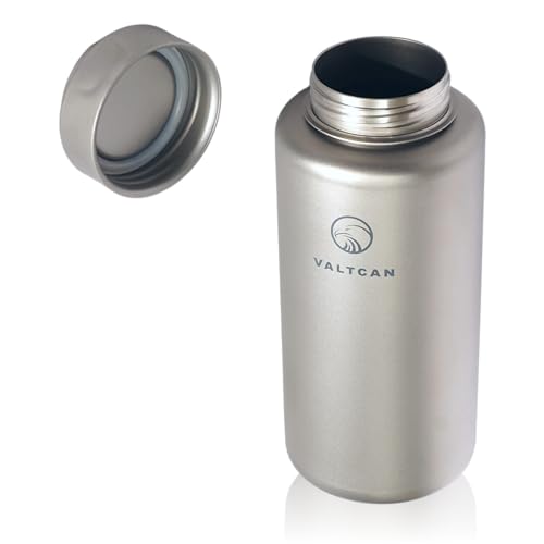 Valtcan Titanium Water Bottle EndurePro 1000ml 34oz 219 Grams Ultralight Pot Wide Mouth Sports Hiking and Camping Trail Heatable on Open Flames for Gym Workout 1.1 Quart