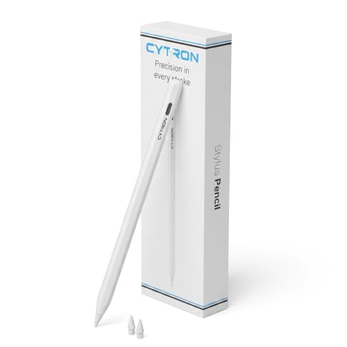 Image of Cytron Magnetic iPad Pencil with Palm Rejection & Tilt - Active Stylus for iPad A16 11th Generation, Stylus Pen for Air /Pro (M5 /M4) - White