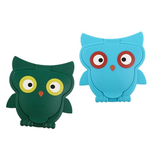 MUSISALY Tapas para Toallitas Húmedas Infantiles Reutilizables 2 Piezas Diseño de Búho Colores Azul y Verde Cierre Hermético para Mantener Frescura Accesorio Portátil Adecuado para