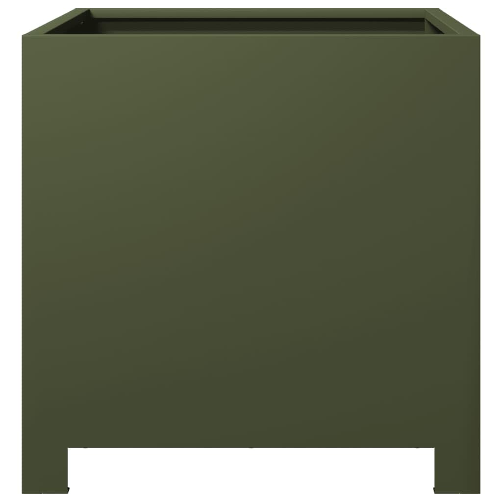 Fioriere 2 pz Verde Oliva 40x40x40 cm Acciaio | Senza fori di drenaggio, protezione contro le erbacce, per balcone patio giardino, resistente alla ruggine