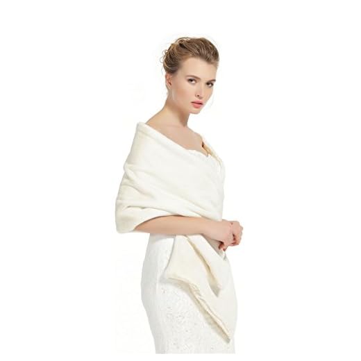 BEAUTELICATE Chal de piel sintética Estola de Pelo Invierno Bolero Mujer Fiesta Abrigo para Bodas Novia Dama de Honor (Marfil)