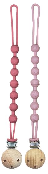 2 Piezas Cadena Chupete Bebe, Chupetero con Clip, Ajustable Cadenas para Chupetes, Diseño de Una Pieza, sin BPA, Protege a Tu Bebé