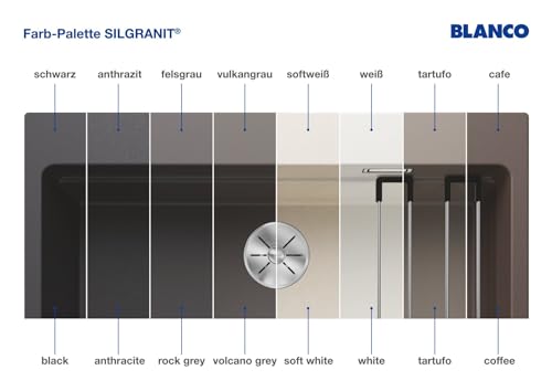 BLANCO ROTAN 340/160-U | Granitspüle aus SILGRANIT softweiß | Einbauart: Unterbau | Hauptbecken links | für 60 cm breite Unterschränke | Großes Beckenvolumen für optimale Nutzung