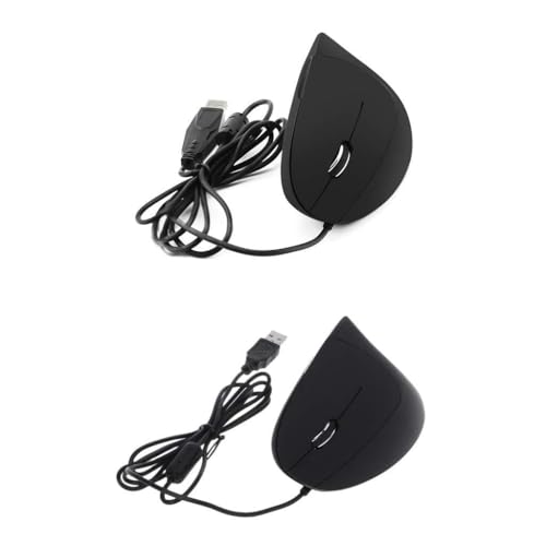 Kadagg Ratón óptico Vertical para Juegos para Zurdos ergonómico de 1200 a 1600 dpi USB para PC de plástico Negro