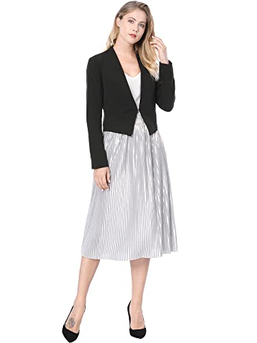 Allegra K Women's Work Office Blazer Collarless Business Casual Suit Jacket Cropped Blazer3