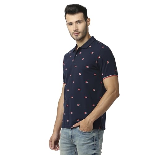 Image of Pepe Jeans Men's Leon Allover Print Loose Fit Polo T-Shirt