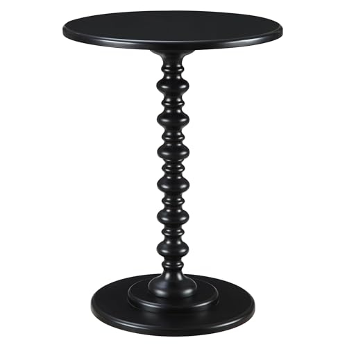 Image of Convenience Concepts Palm Beach Spindle Table 17.75 inch - Traditional Round End Table for Living Room, Turned Solid Wood Side Table, Classic Display Pedestal Table, Black