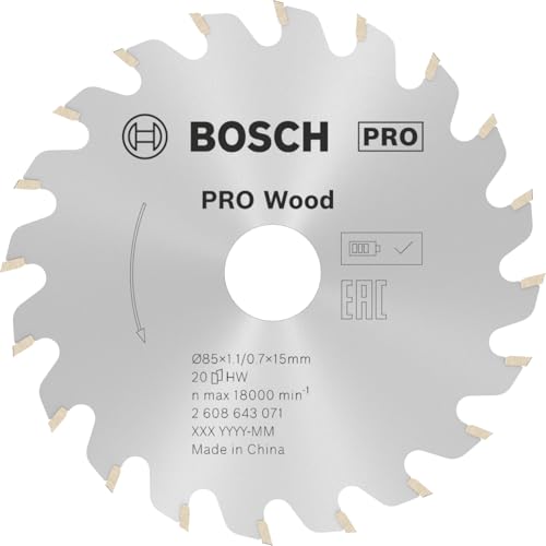 Bosch 1x PRO Wood Circular Saw Blade for Corded Hand-Held Circular Saws (for Softwood, Hardwood, Ø mm, Professional Accessory Hand-Held Circular Saw)