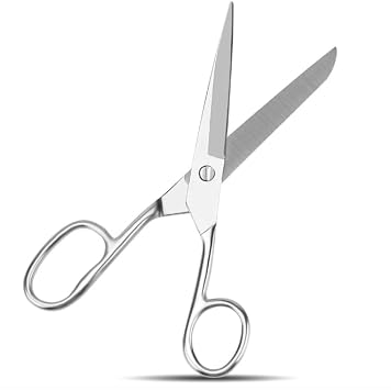 Silver Scissors for Office Multipurpose Stylish 7 inch - Comfort Grip - Stainless Steel - Scissors with Home - School - for Cutting Paper - Open Envelopes - Cut Tape Scissors for Office