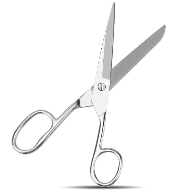 Silver Scissors for Office Multipurpose Stylish: 7 inch - Comfort Grip - Stainless Steel - Scissors with Home - School - for Cutting Paper - Open Envelopes - Cut Tape (Scissors for Office)
