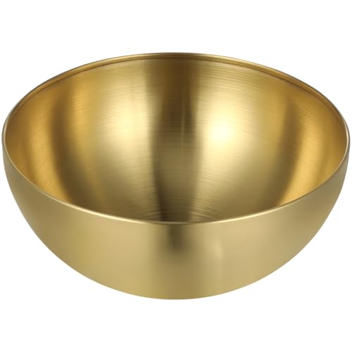 CALLARON Stainless Steel Salad Bowls - 1.5L Large Gold Serving Bowl, Metal Nesting Decoartive Mixing Bowl for Soup, Pasta, Snack,Cooking, Baking Prepping, 20 x 20 x 9 cm