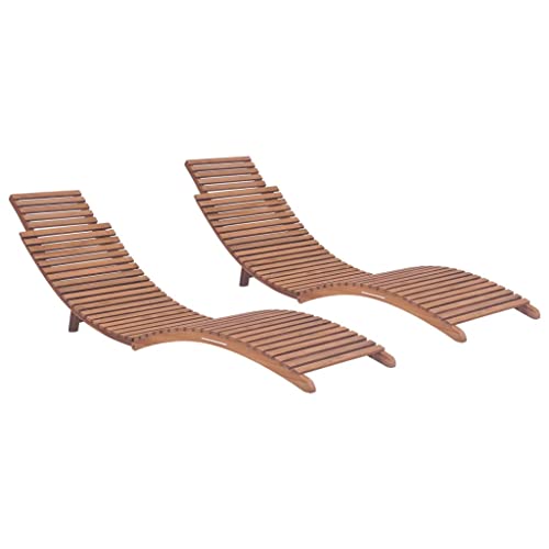 vidaXL 2X Madera Maciza de Teca Tumbonas Plegables Hamaca Playa Piscina Cama Patio Terraza Balcón Jardín Cómodo Acolchado Relajante Chaise Longue