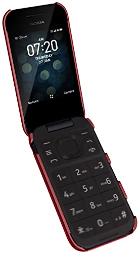 Nakedcellphone Case for Nokia 2760 2780 Flip Phone, Slim Hard Shell Protector Cover with Grid Texture for Tracfone N139DL, TA-1398, TA-1451, TA-1420 - Red