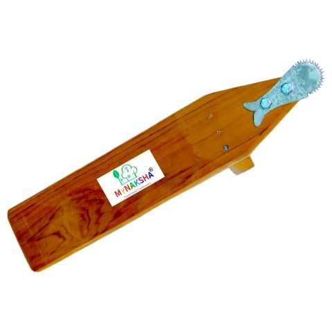 MYNAKSHA Heavy Duty Wooden Coconut Grater Scraper |Thengai Thuruvi Stool Type| Chirava with Steel Blade Cover