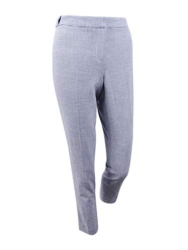 Calvin Klein Women's Petite Seersucker Straight-Leg Pants (4P, Navy/White)