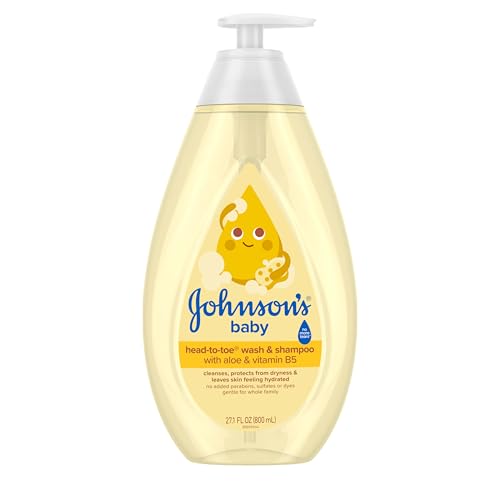 Johnson’s Head-to-Toe Gentle Tear-Free Baby & Newborn Wash & Shampoo, Sulfate-, Paraben- Phthalate- & Dye-Free, Hypoallergenic Wash for Sensitive Skin & Hair, 27.1 fl. Oz