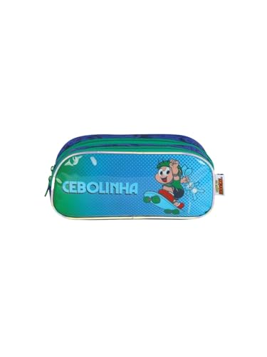 Estojo Escolar Duplo 2 Ziper Turma Da Monica Cebolinha - Luxcel
