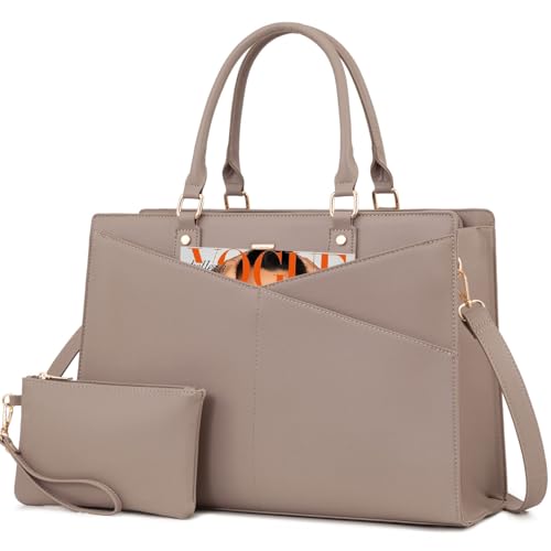 Sac fourre-tout pour ordinateur portable 15.6 pouces cuir kaki