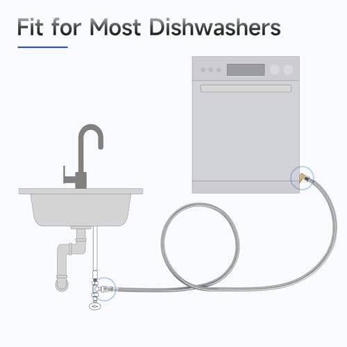 JUWO 10 FT Dishwasher Installation Kit, Stainless Steel Dishwasher Water Supply Line with 3/8" Compression Dishwasher Connectors, Short Distance Connection